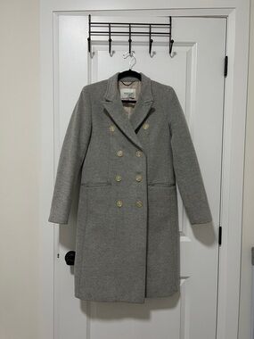 Aritzia Babaton Women's Gray Double-Breasted Wool cashmere blend Coat